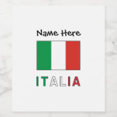 Italia e Bandiera Italiana con il Tuo Nome Wijn Etiket (Enkel label)