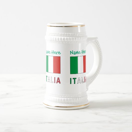 Italia e Bandiera Italiana Groene Personalisatie Bierpul (Voorkant rechts)