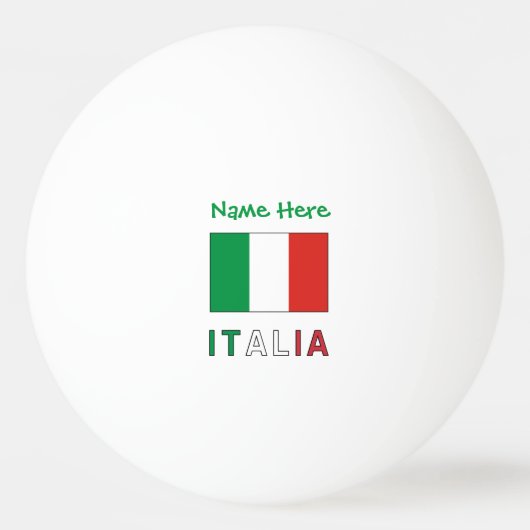 Italia e Bandiera Italiana Groene Personalisatie Pingpongbal (Voorkant)