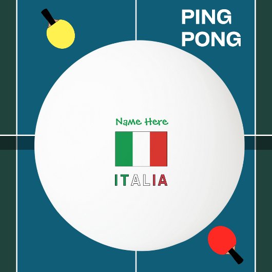 Italia e Bandiera Italiana Groene Personalisatie Pingpongbal