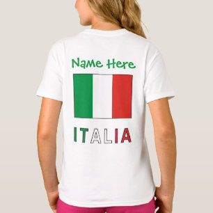 Italia e Bandiera Italiana Groene Personalisatie T-shirt