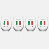 Italia e Bandiera Italiana Groene Personalisatie Wijnglas Zonder Voet (Voorkant)