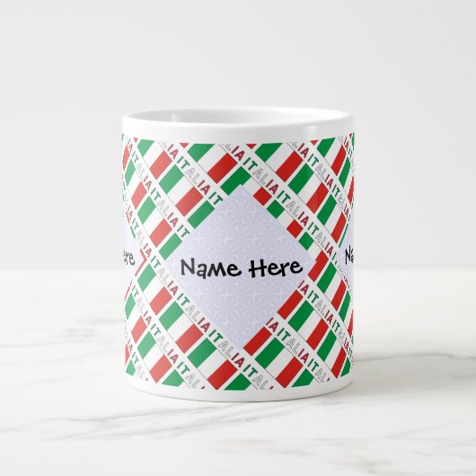 Italia e Bandiera Italiana Met Jouw naam Grote Koffiekop (Voorkant)