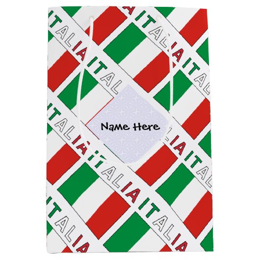 Italia e Bandiera Italiana Met Jouw naam Medium Cadeauzakje (Voorkant)