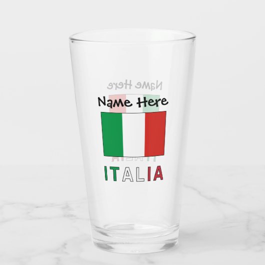 Italia e Bandiera Italiana Personalized Glas (Achterkant)