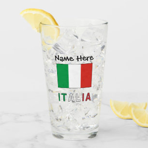 Italia e Bandiera Italiana Personalized Glas