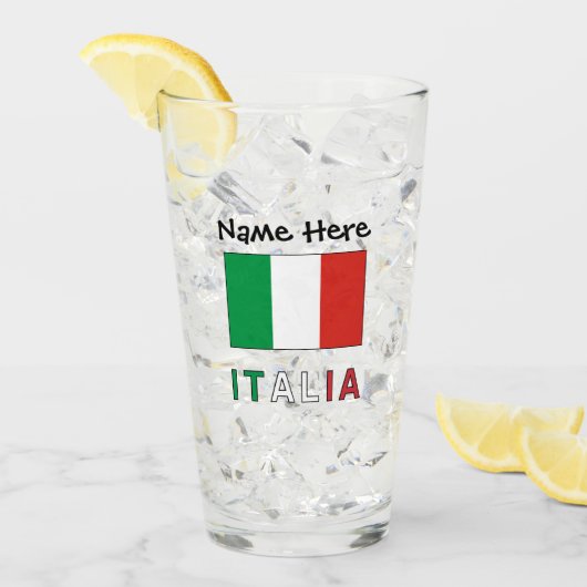 Italia e Bandiera Italiana Personalized Glas (Voorkant ijs)