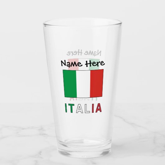 Italia e Bandiera Italiana Personalized Glas (Voorkant)