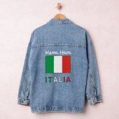 Italia e Bandiera Italiana Zwart Personalisatie Denim Jacket (Hangar)