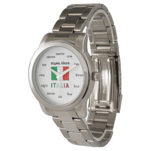 Italia en Italiaanse Vlag Gepersonaliseerd  Horloge