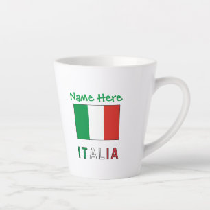 Italia en Italiaanse Vlag Green Personalisatie  Latte Mok