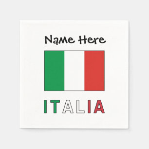 Italia en Italiaanse Vlag met Jouw Naam Servet