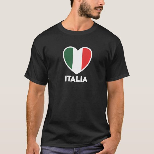 Italia Flag Heart Green White Red T-shirt (Voorkant)