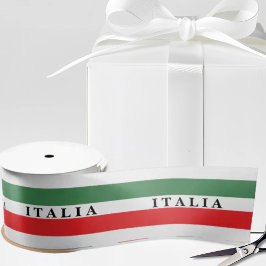 Italia Flag Stripes on White Satin Ribbon Satijnen Lint