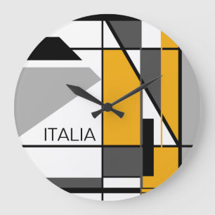 "Italia" Gold Black Grey White Geometric Design Grote Klok