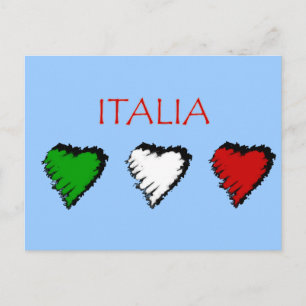 Italia hearts flag of Italy Italian love Briefkaart