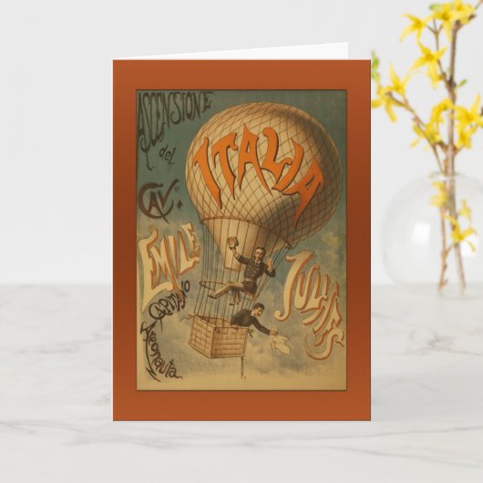  Italia Hete Luchtballon Groeten Kaart (Gele Bloem)