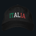 ITALIA Italiaans Groen Wit en Rood op Zwart Geborduurde Pet<br><div class="desc">ITALIA geborduurd met Italian Flag Kleuren Groen Wit en Rood op Zwart katoenen pet. Maakt een prachtig cadeau voor iedereen die het prachtige land van Italië aanbidt!</div>