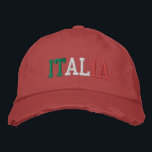 ITALIA Italiaans Groen Wit en Rood  Stijl Geborduurde Pet<br><div class="desc">ITALIA geborduurd met Italian Flag Kleuren Groen Wit en Rood op Rood  stijl distressed cotton pet. Maakt een prachtig cadeau voor iedereen die het prachtige land van Italië aanbidt!</div>