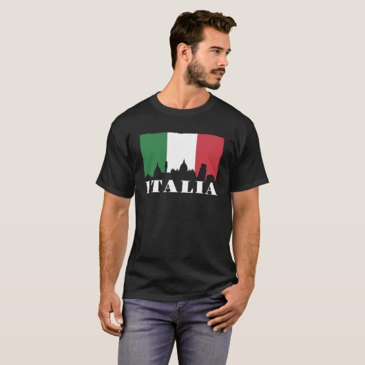  Italia Italiaans Vlag Italië Skyline Mannen Vrouw T-shirt (Voorkant volledig)