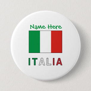 Italia Italiaanse Vlag Personalisatie  Ronde Button 7,6 Cm