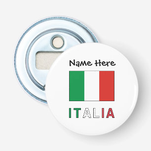 Italia Italiaanse Vlag Zwart Personalisatie Button Flesopener