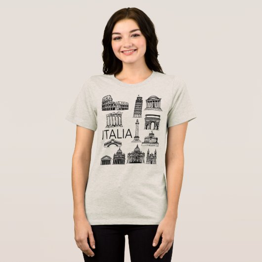 Italia Italian Monuments  Tri-Blend Shirt (Voorkant volledig)