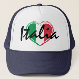 Italia Italië Italiaanse liefde hart vlag trucker  Pet