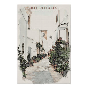 ** Italia Italië Street Planten Homes AP12 Poster