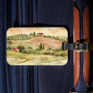 Italia Landschap Italiaans Watercolorschilderij Bagagelabel