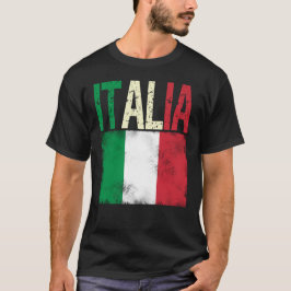 Italia met Italiaanse vlag verdrietig retro look T-shirt