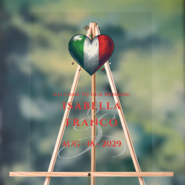 Italia Paar Hart Trouw Welkom Acryl Bord