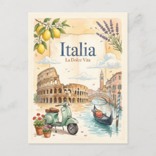Italia Reizen in Vintage Stijl Briefkaart
