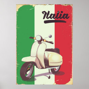 Italia Scooter Vintage reisposter Poster