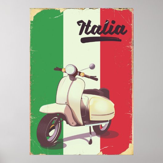 Italia Scooter Vintage reisposter Poster (Voorkant)