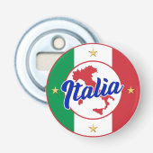Italia Vlag & Kaart Button Flesopener (Voorkant)
