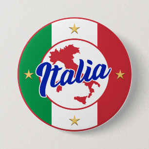 Italia Vlag & Kaart Ronde Button 7,6 Cm