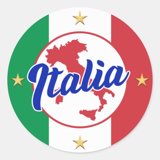 Italia Vlag & Kaart Ronde Sticker (Voorkant)