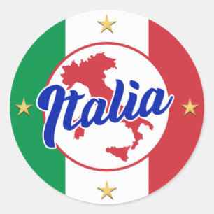 Italia Vlag & Kaart Ronde Sticker