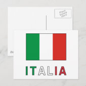 Italia Vlag & Word Briefkaart (Voorkant / Achterkant)