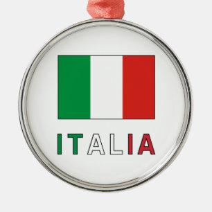 Italia Vlag & Word Metalen Ornament