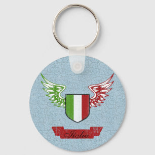 Italia Vleugelige Vintage Vlag Sleutelhanger
