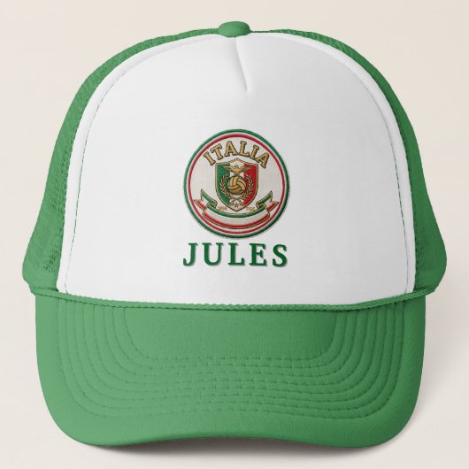 Italia Voetbal Embleem Aangepaste Naam Trucker Pet (Voorkant)