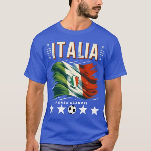 Italia Voetbal Forza Azzurri T-shirt (Voorkant)