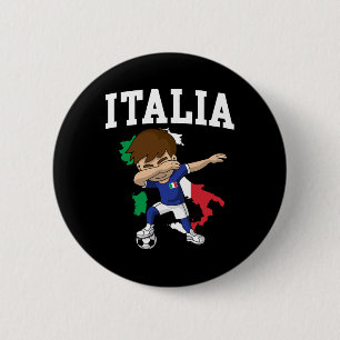 Italia Voetbal Jongen Italiaans Italië Vlag Kaart Ronde Button 5,7 Cm