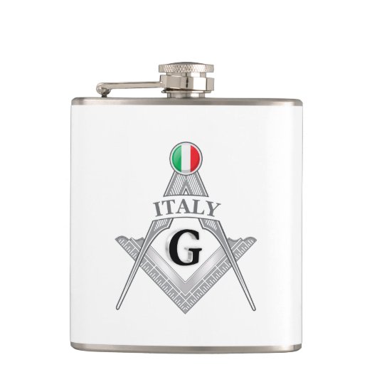 Italia vrijmetselarij teken heupfles (Voorkant)