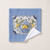 Italiaans Amalfi blauw witte tegels citroenen Bad Handdoek (Wasdoekje)