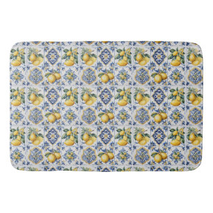 Italiaans Amalfi blauw witte tegels citroenen Badmat