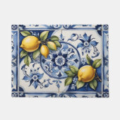 Italiaans Amalfi blauw witte tegels citroenen Deurmat (Voorkant)