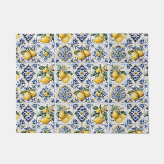 Italiaans Amalfi blauw witte tegels citroenen Deurmat